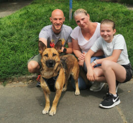 Dreiköpfige Familie mit deutschem Schäferhund im Tierheim Siegen.