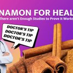 Lächelnder Arzt bei Zimtstangen, Sprechblase fragt nach Gesundheit.