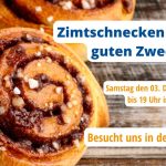 Zimtschnecken mit deutschem Text über die Veranstaltung im Tierheim Siegen.