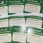 Acht handgeschriebene Weihnachtskarten für bedürftige Tiere im Tierheim Siegen.