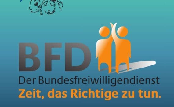Tierheim Siegen Logo mit Tierdarstellungen und BFD-Slogan.
