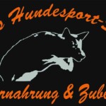 Hundesilhouette Logo, orange Schrift: Ulis Hundesport-Shop, Tiernahrung & Zubehör. Website: Tierheim Siegen.