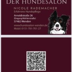 Tierheim Siegen Karte: Hunde-Illustration, Kontakte, QR-Code, bordeauxrot.